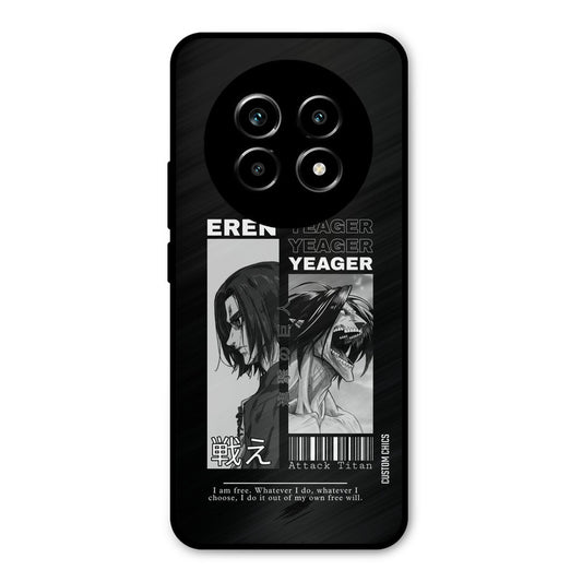 Eren Yeager Black Realme 13 Pro Mobile Back Cover - Anime PrintShield Case