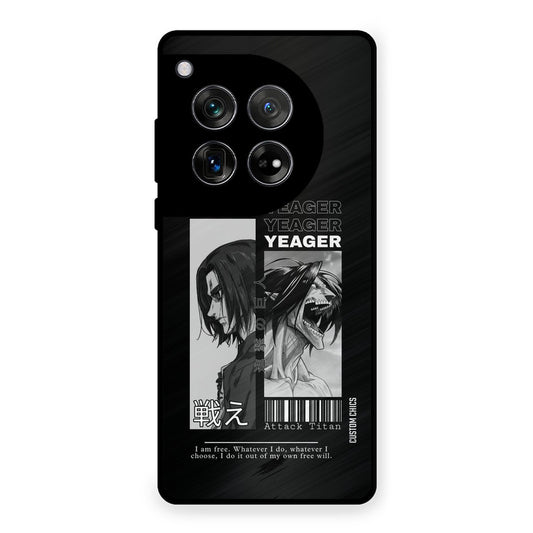 Eren Yeager Black OnePlus 12 Mobile Back Cover - Anime PrintShield Case