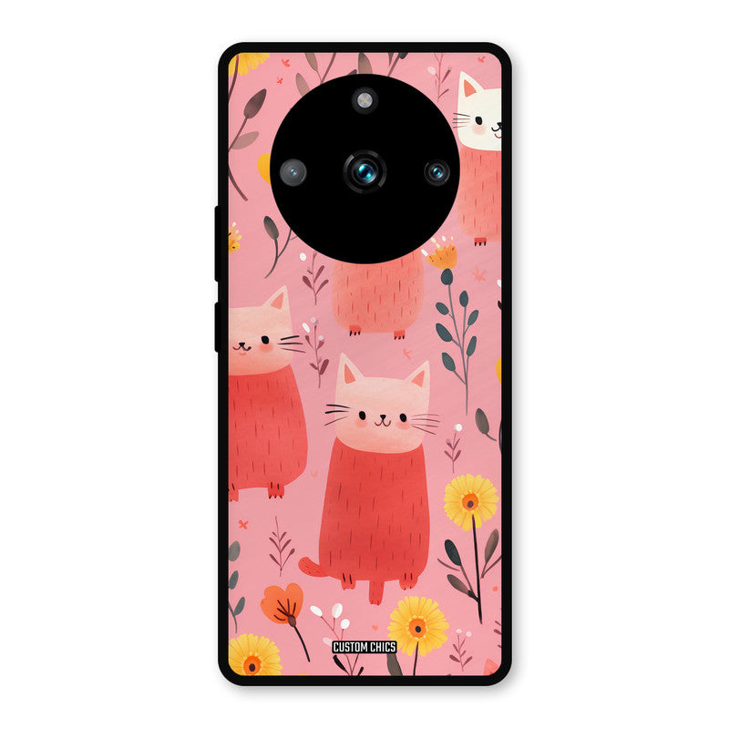 Floral Cat Realme 11 Pro Plus Mobile Back Cover - Aesthetic PrintShield Case