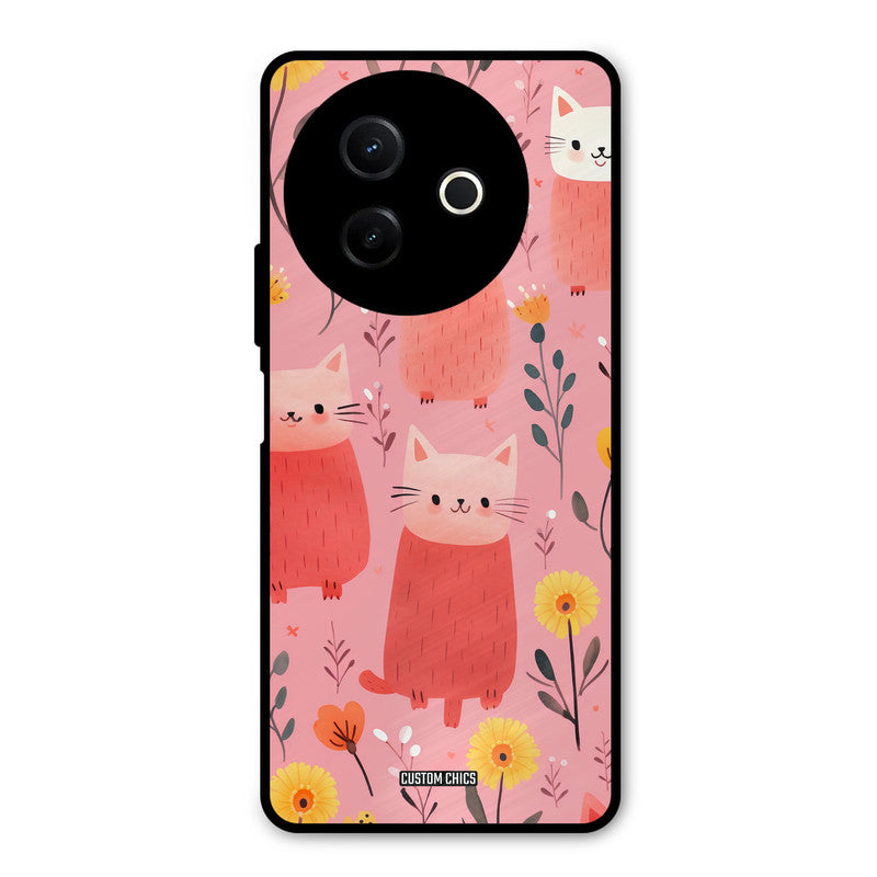 Floral Cat Vivo Y39 Mobile Back Cover - Aesthetic PrintShield Case