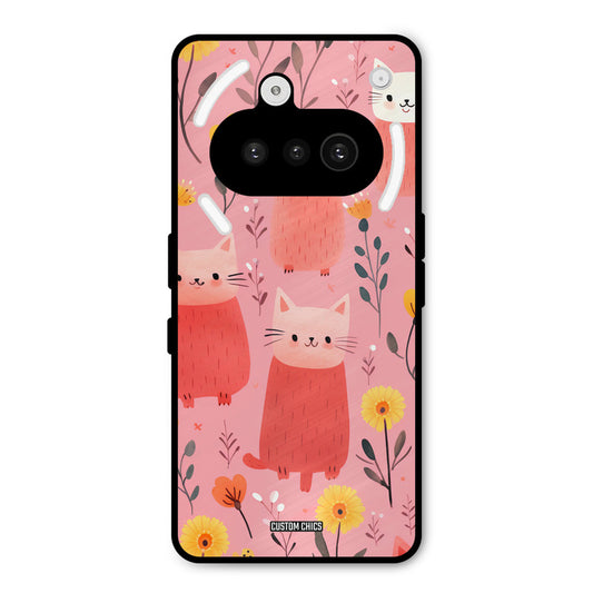 Floral Cat Nothing Phone 3A Mobile Back Cover - Aesthetic PrintShield Case