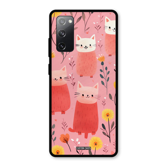 Floral Cat Samsung Galaxy S20 FE 5G Mobile Back Cover - Aesthetic PrintShield Case