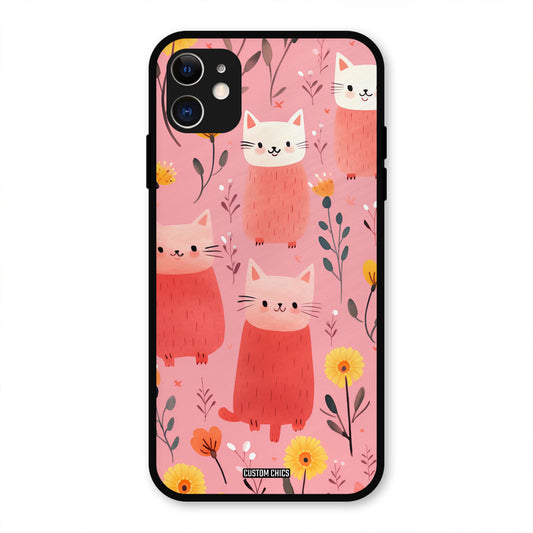 Floral Cat IPhone 11 Mobile Back Cover - Aesthetic PrintShield Case