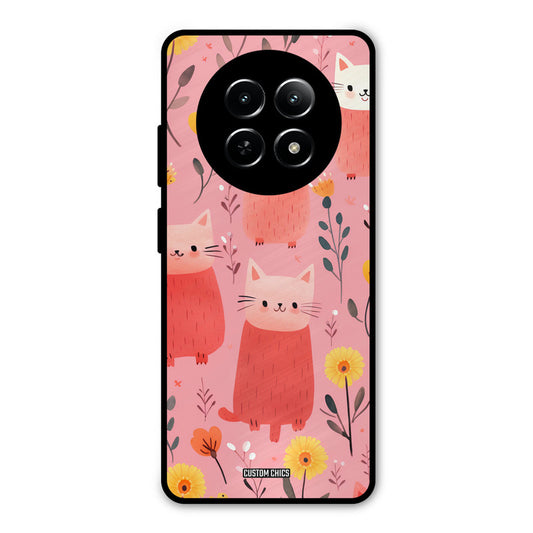 Floral Cat Realme Narzo N65 Mobile Back Cover - Aesthetic PrintShield Case