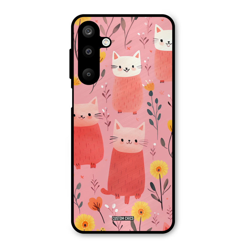Floral Cat Samsung Galaxy M16 Mobile Back Cover - Aesthetic PrintShield Case