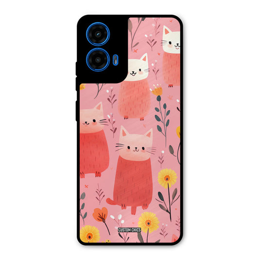 Floral Cat Moto G45 Mobile Back Cover - Aesthetic PrintShield Case