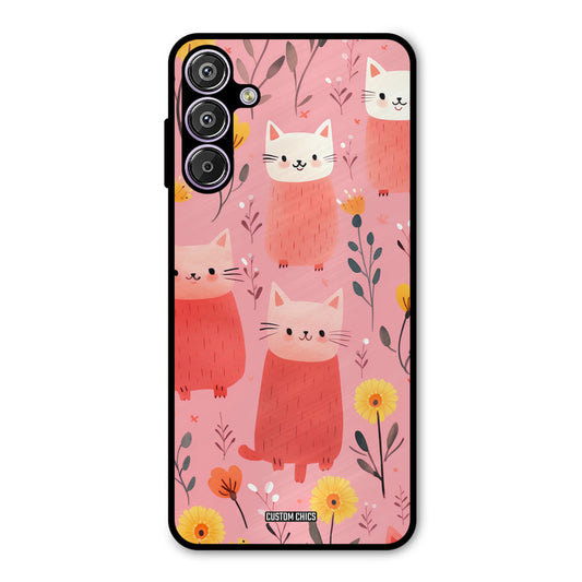 Floral Cat Samsung Galaxy F15 Mobile Back Cover - Aesthetic PrintShield Case
