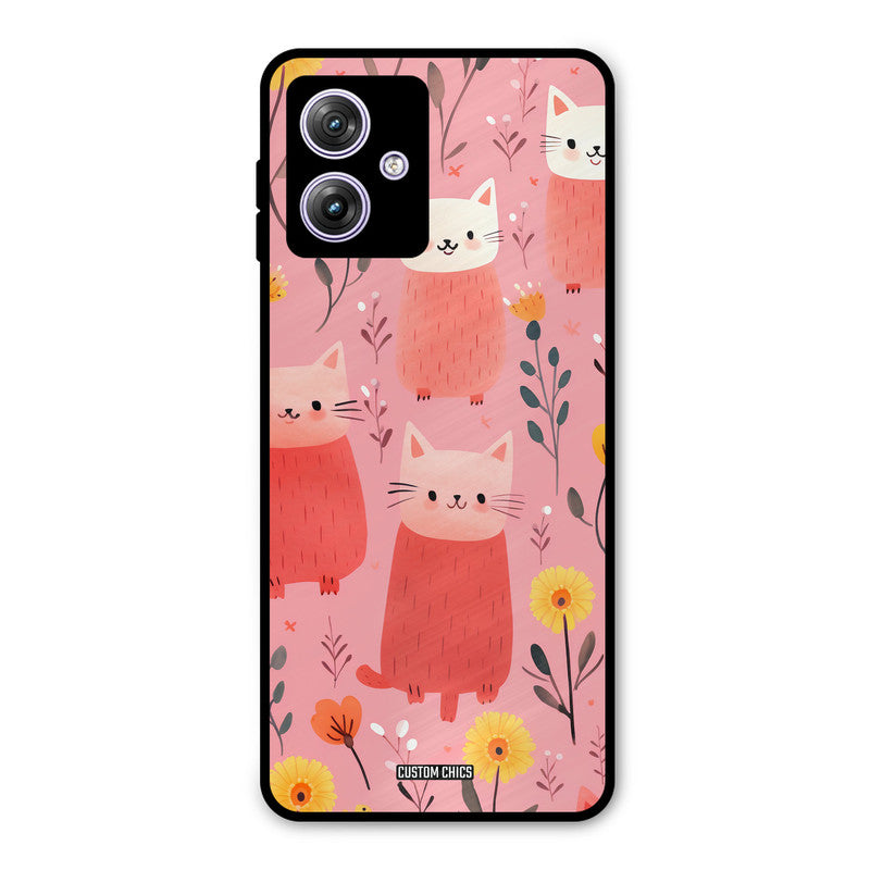Floral Cat Moto G54 Mobile Back Cover - Aesthetic PrintShield Case