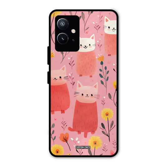 Floral Cat Vivo Y75 5G Mobile Back Cover - Aesthetic PrintShield Case