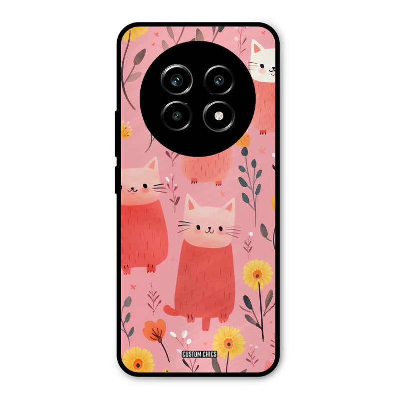Floral Cat Realme 14 Pro lite Mobile Back Cover - Aesthetic PrintShield Case