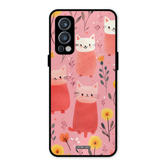 Floral Cat OnePlus Nord 2 5G Mobile Back Cover - Aesthetic PrintShield Case