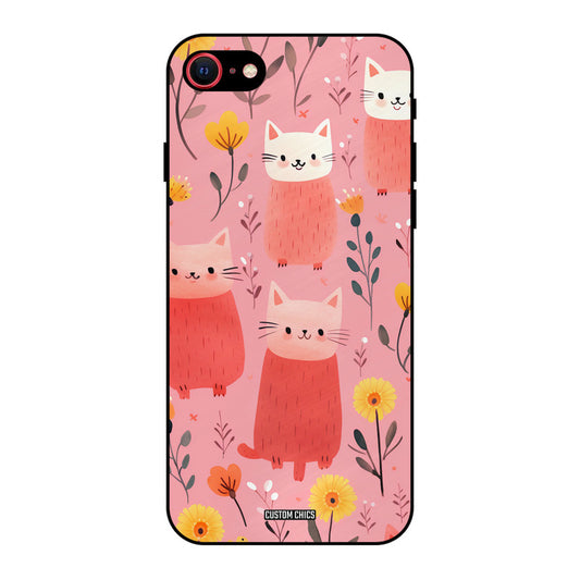 Floral Cat iPhone SE 2020 Mobile Back Cover - Aesthetic PrintShield Case
