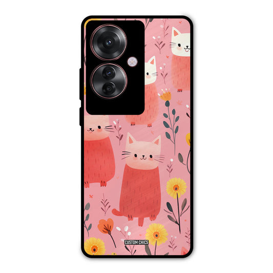 Floral Cat Oppo F25 Pro Mobile Back Cover - Aesthetic PrintShield Case