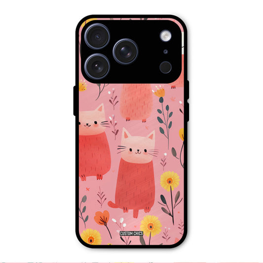 Floral Cat iPhone 17 Pro Mobile Back Cover - Aesthetic PrintShield Case