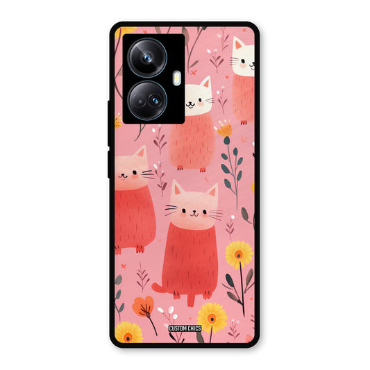 Floral Cat Realme 10 Pro Plus Mobile Back Cover - Aesthetic PrintShield Case