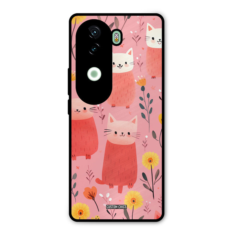 Floral Cat iQOO Z9s Mobile Back Cover - Aesthetic PrintShield Case