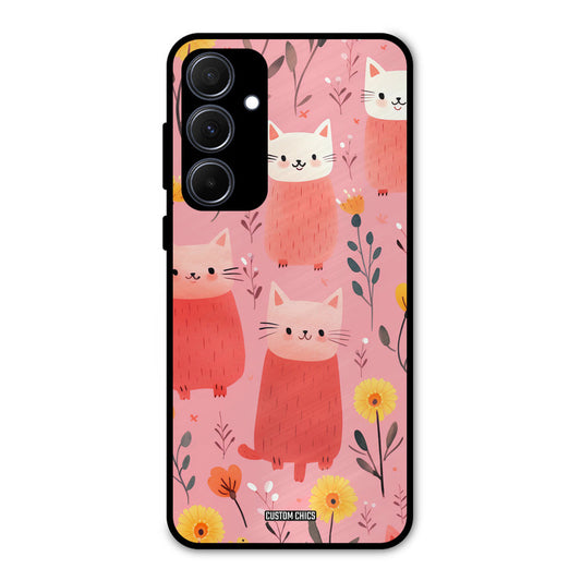Floral Cat Samsung Galaxy A35 5G Mobile Back Cover - Aesthetic PrintShield Case