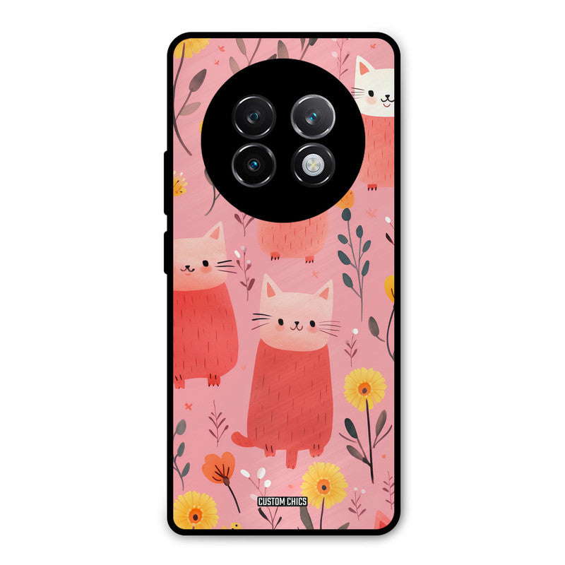 Floral Cat Realme 13 Plus Mobile Back Cover - Aesthetic PrintShield Case