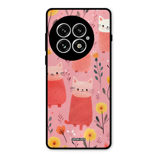 Floral Cat Oneplus 13 Mobile Back Cover - Aesthetic PrintShield Case