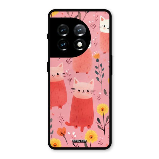 Floral Cat OnePlus 11 Mobile Back Cover - Aesthetic PrintShield Case