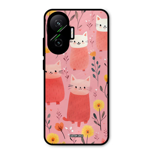 Floral Cat Poco F7 5G Mobile Back Cover - Aesthetic PrintShield Case