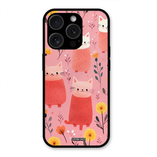 Floral Cat iPhone 15 Pro Max Mobile Back Cover - Aesthetic PrintShield Case