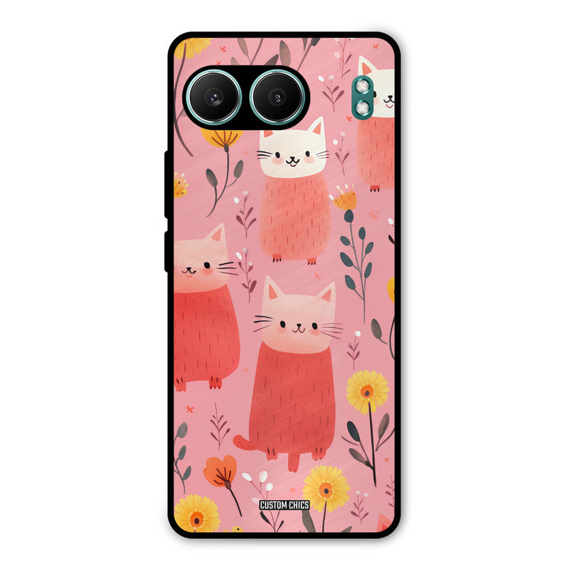 Floral Cat OnePlus Nord 4 Mobile Back Cover - Aesthetic PrintShield Case