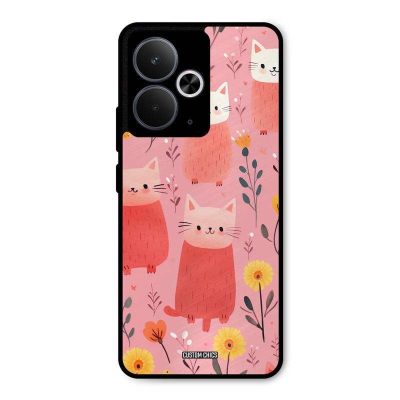 Floral Cat Realme 14T Mobile Back Cover - Aesthetic PrintShield Case