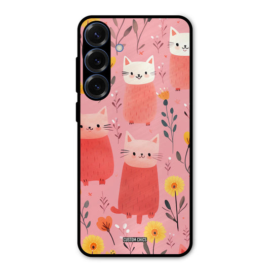 Floral Cat Samsung Galaxy S25 Plus Mobile Back Cover - Aesthetic PrintShield Case
