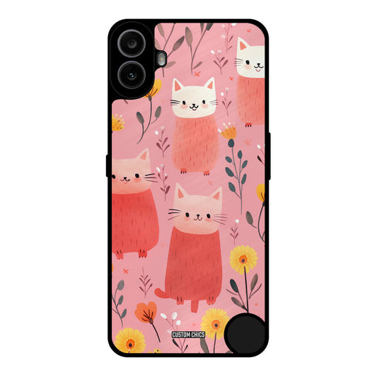 Floral Cat Nothing CMF Phone 1 Mobile Back Cover - Aesthetic PrintShield Case
