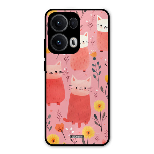 Floral Cat Oppo Reno 13 Pro 5G Mobile Back Cover - Aesthetic PrintShield Case