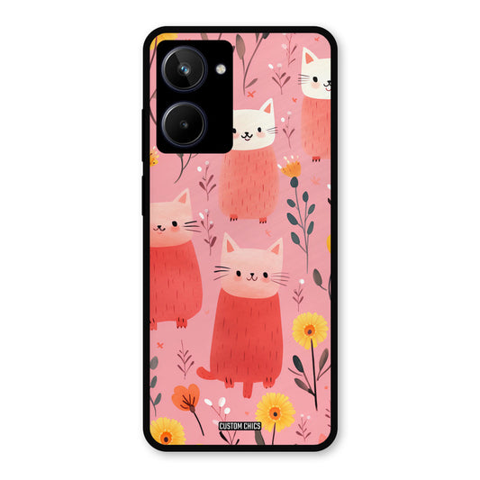 Floral Cat Realme 10 Mobile Back Cover - Aesthetic PrintShield Case