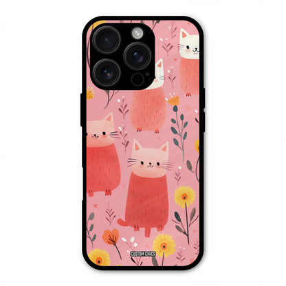 Floral Cat iPhone 16 Pro Mobile Back Cover - Aesthetic PrintShield Case
