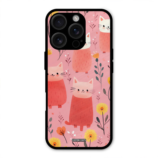 Floral Cat iPhone 16 Pro Mobile Back Cover - Aesthetic PrintShield Case