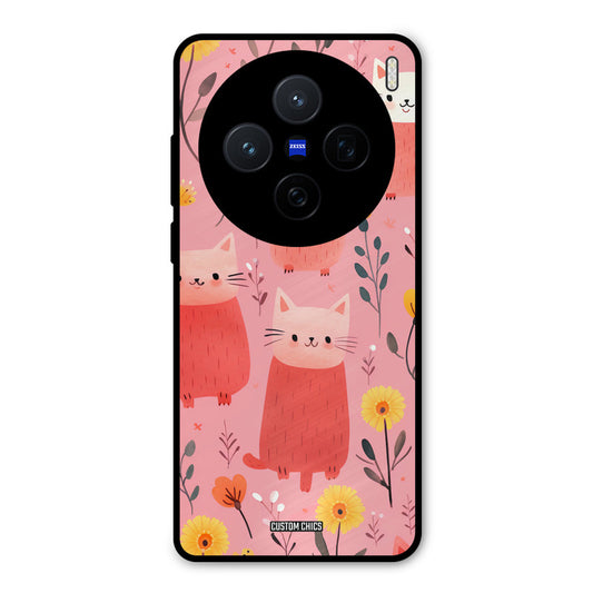 Floral Cat Vivo X200 Mobile Back Cover - Aesthetic PrintShield Case