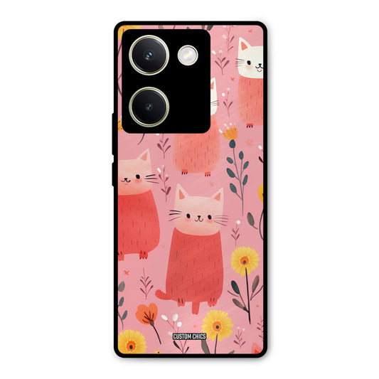 Floral Cat Vivo Y200 Pro Mobile Back Cover - Aesthetic PrintShield Case