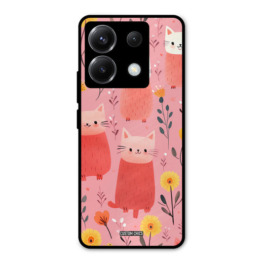 Floral Cat Poco X6 Mobile Back Cover - Aesthetic PrintShield Case