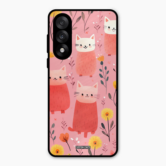 Floral Cat Oneplus Nord 5 Mobile Back Cover - Aesthetic PrintShield Case