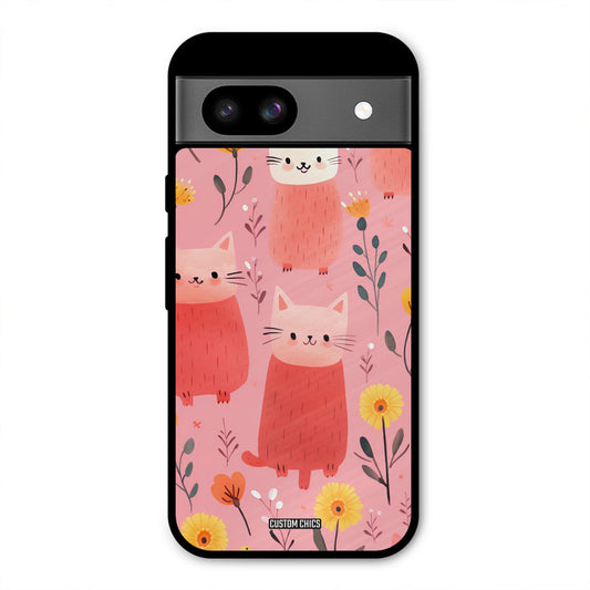Floral Cat Google Pixel 8a Mobile Back Cover - Aesthetic PrintShield Case
