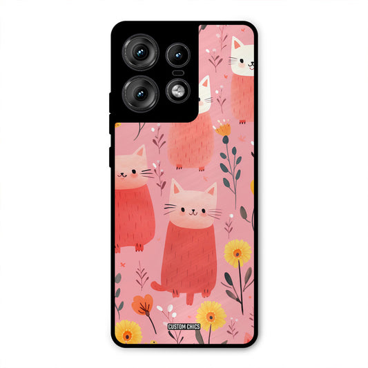 Floral Cat Motorola Edge 50 Pro Mobile Back Cover - Aesthetic PrintShield Case