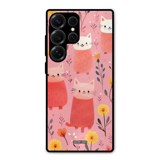 Floral Cat Samsung Galaxy S25 Ultra Mobile Back Cover - Aesthetic PrintShield Case