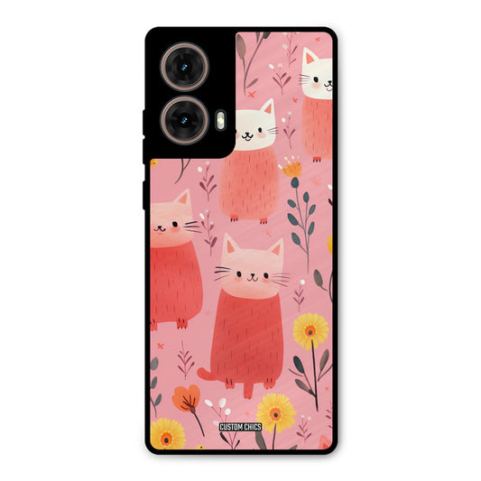 Floral Cat Moto G85 Mobile Back Cover - Aesthetic PrintShield Case
