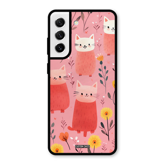Floral Cat Samsung Galaxy S21 FE 5G Mobile Back Cover - Aesthetic PrintShield Case