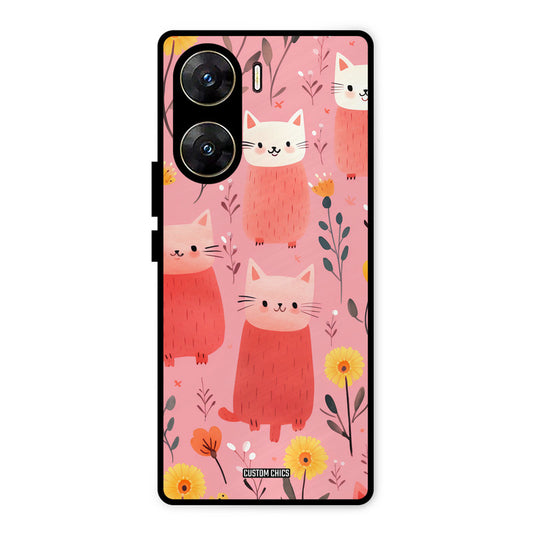Floral Cat Vivo V29e Mobile Back Cover - Aesthetic PrintShield Case