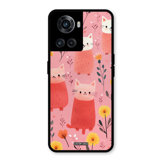 Floral Cat OnePlus 10R Mobile Back Cover - Aesthetic PrintShield Case