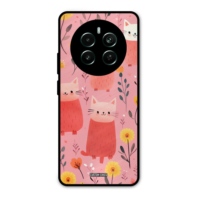 Floral Cat Realme 12 Plus Mobile Back Cover - Aesthetic PrintShield Case