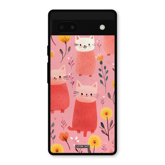 Floral Cat Google Pixel 6a Mobile Back Cover - Aesthetic PrintShield Case