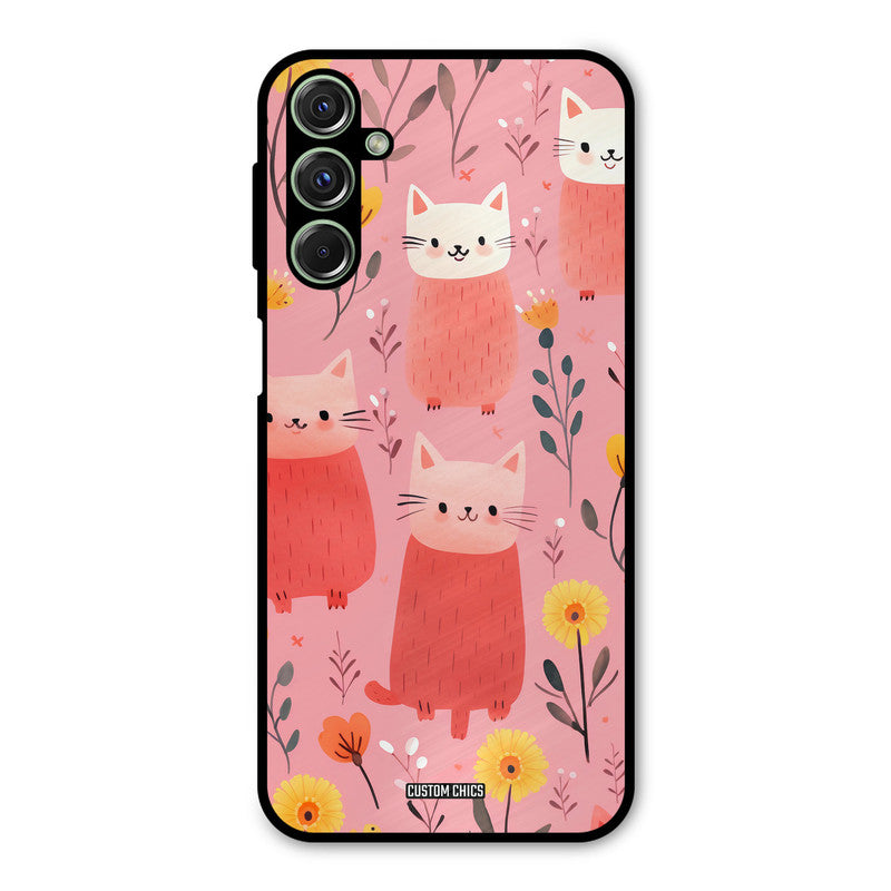 Floral Cat Samsung Galaxy M34 Mobile Back Cover - Aesthetic PrintShield Case