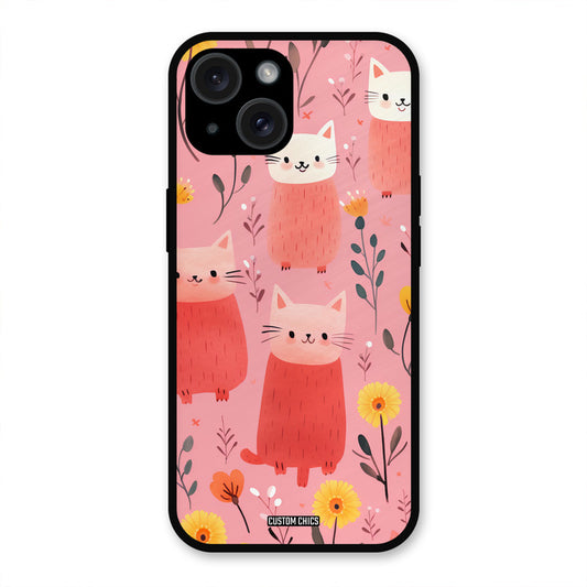 Floral Cat iPhone 15 Plus Mobile Back Cover - Aesthetic PrintShield Case
