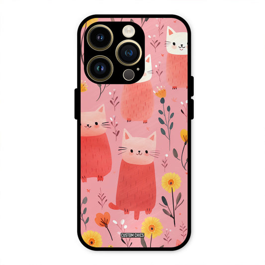 Floral Cat iPhone 14 Pro Max Mobile Back Cover - Aesthetic PrintShield Case